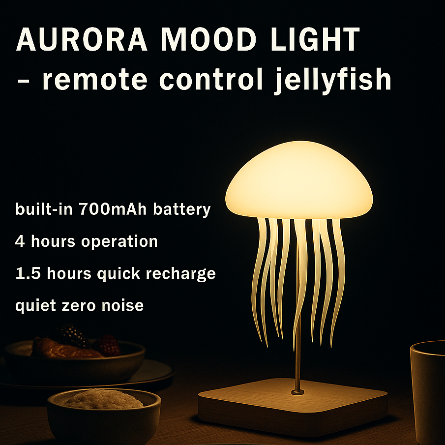 LED Jellyfish Lamp – 9 Tentacles | Color-Changing Mood Light with Remote Control