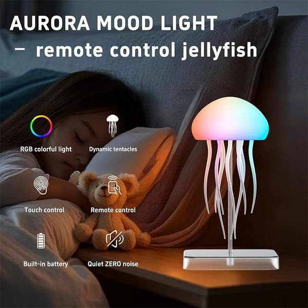 LED Jellyfish Lamp – 9 Tentacles | Color-Changing Mood Light with Remote Control