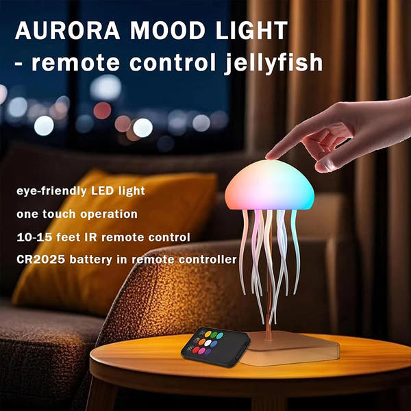 LED Jellyfish Lamp – 9 Tentacles | Color-Changing Mood Light with Remote Control